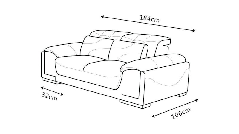 Bronte Leather Two Seat Sofa Diagram