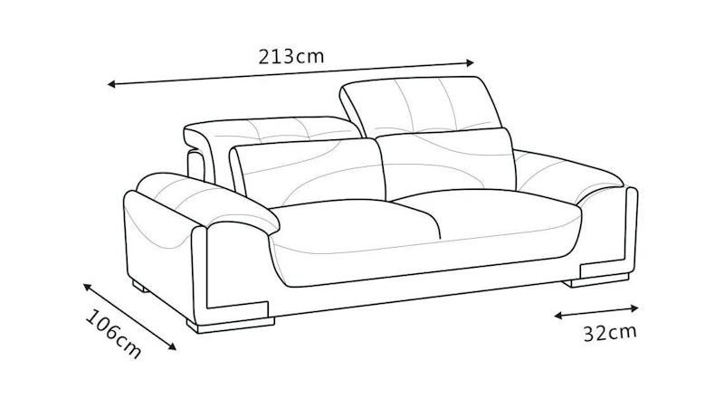 Bronte Leather Three Seat Sofa Diagram