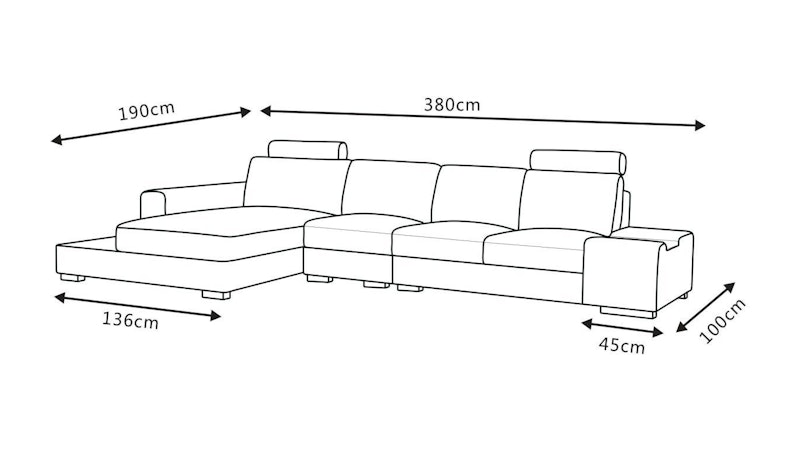 Hollywood Leather Chaise Lounge Option B Diagram