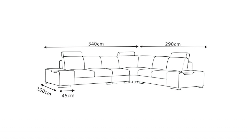 Hollywood Leather Corner Lounge Option B Diagram
