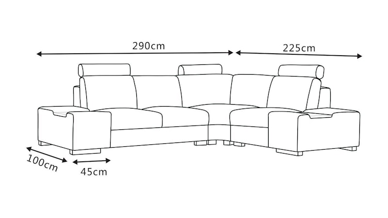 Hollywood Leather Corner Lounge Option E Diagram