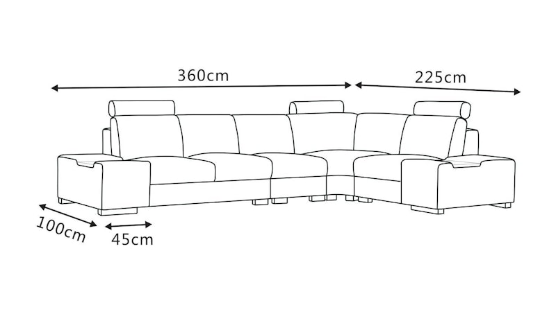 Hollywood Leather Corner Lounge Option F Diagram
