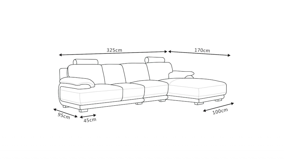 Juliet Leather Chaise Lounge Option B Diagram