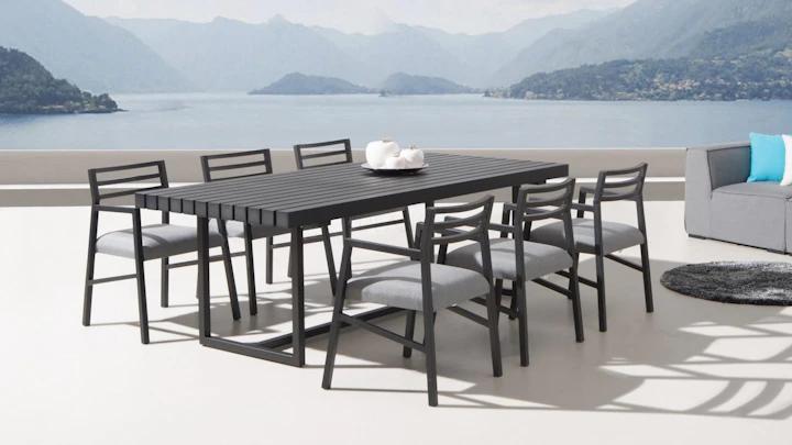 Elite 7-piece Outdoor Aluminium Dining Set With Blaze Chairs