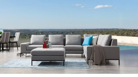 June Outdoor Fabric L Shaped Lounge With Ottoman 9