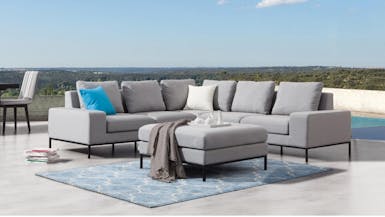 June Outdoor Fabric Corner Lounge With Ottoman