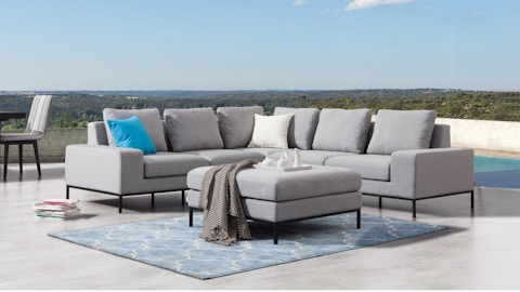 June Outdoor Fabric Corner Lounge With Ottoman 1