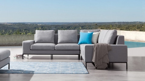 June Outdoor Fabric Corner Lounge With Ottoman 2