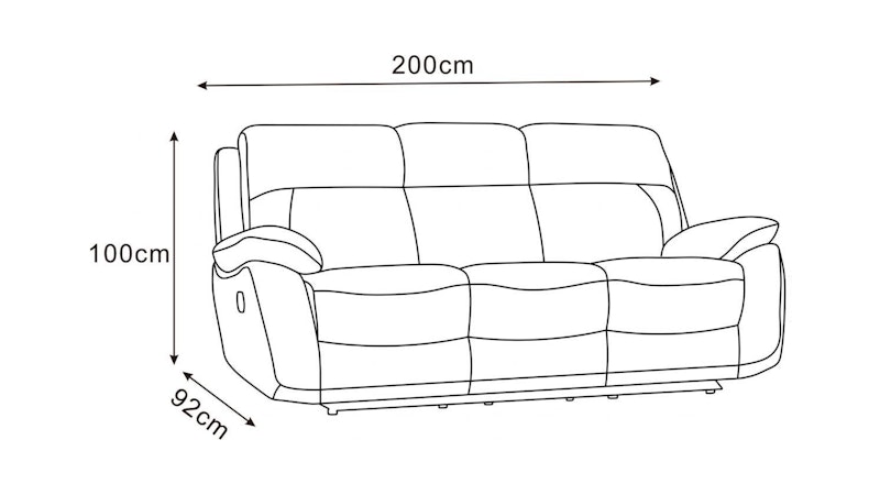 Berkeley Fabric Recliner Three Seater Sofa Diagram