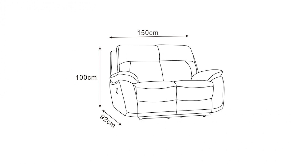 Berkeley Leather Recliner Two Seater Sofa Diagram