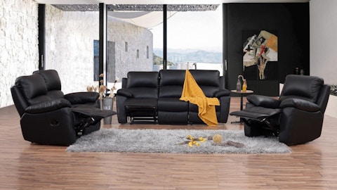 Lincoln Leather Recliner Sofa Suite 3 + 2 + 1 4 Thumbnail