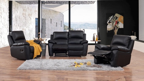 Lincoln Leather Recliner Sofa Suite 2 + 1 + 1 4 Thumbnail