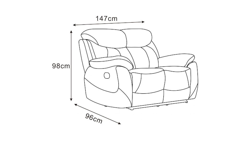 Brighton Leather Recliner Two Seater Sofa Diagram