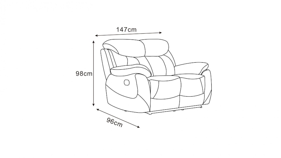 Brighton Fabric Recliner Two Seater Sofa Diagram