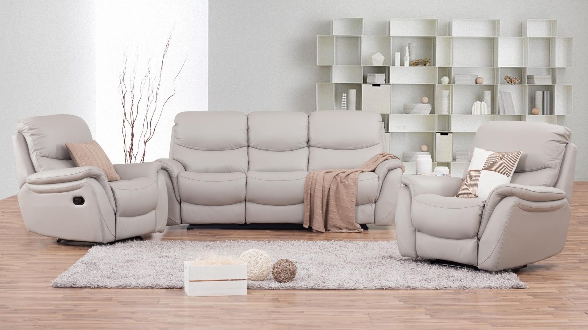 beige leather recliner sofa set