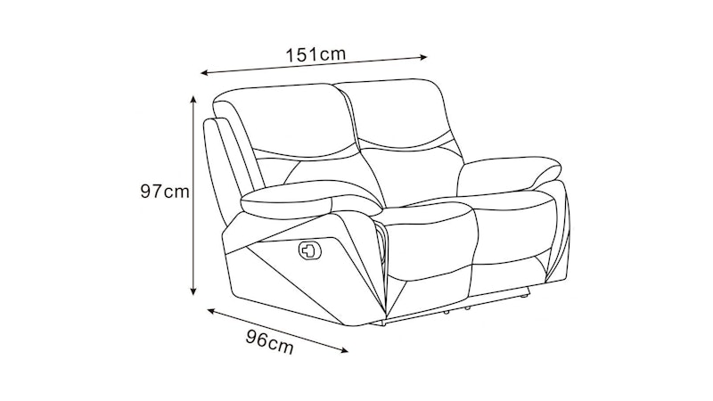 Chelsea Leather Recliner Two Seater Sofa Diagram