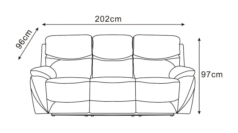 Chelsea Leather Recliner Three Seater Sofa Diagram