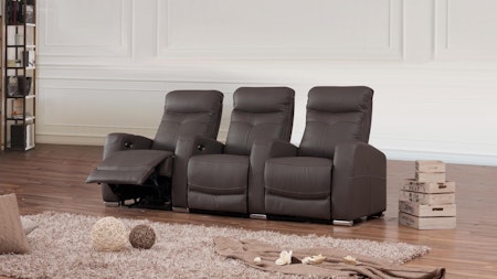 Regent Leather 3 Seat Home Theatre Recliner Lounge