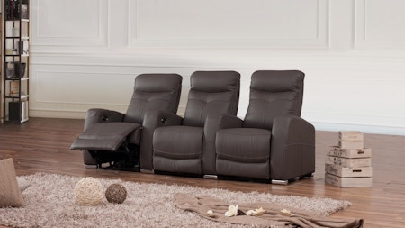 Regent Leather 3 Seater Home Theatre Recliner Lounge