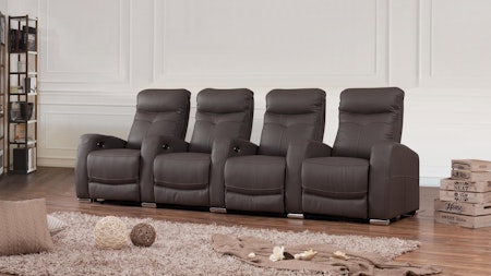 Regent Leather 4 Seat Home Theatre Recliner Lounge