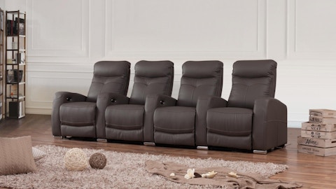 Regent Leather 4 Seater Home Theatre Recliner Lounge 2