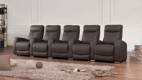 Regent Leather 5 Seater Home Theatre Recliner Lounge 3 Thumbnail