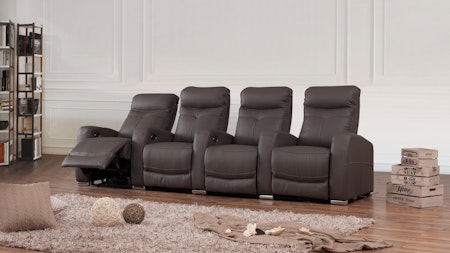 Regent Leather 4 Seat Home Theatre Recliner Lounge