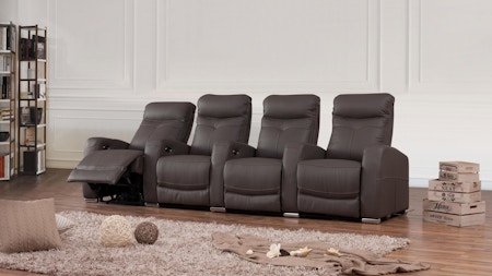 Regent Leather 4 Seater Home Theatre Recliner Lounge