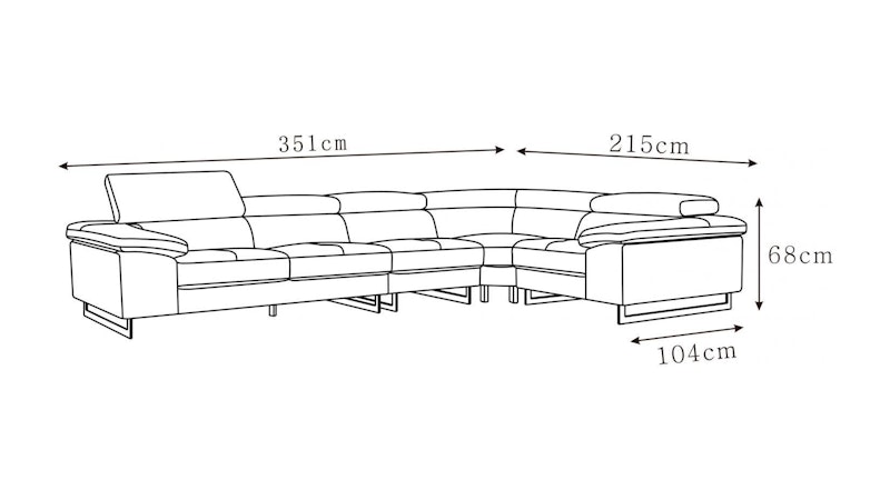 Boston Leather Corner Lounge Option F Diagram