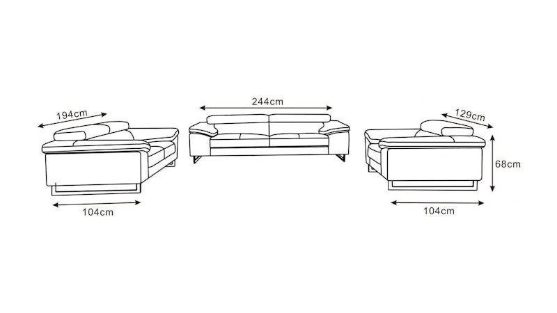 Boston Leather Sofa Suite 3 + 2 + 1 Diagram