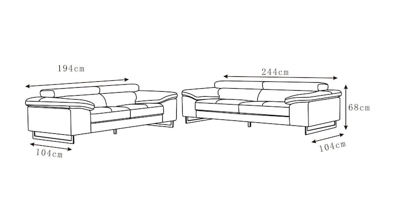 Boston Leather Sofa Suite 3 + 2 Diagram