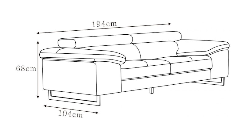 Boston Leather Two Seat Sofa Diagram