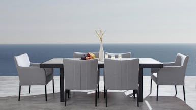 Invini 7-Piece Outdoor  Ceramic Dining Set With Hadid Chairs