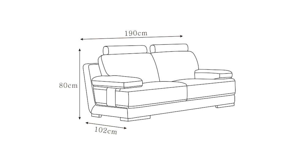 Romeo Leather Two Seat Sofa Diagram