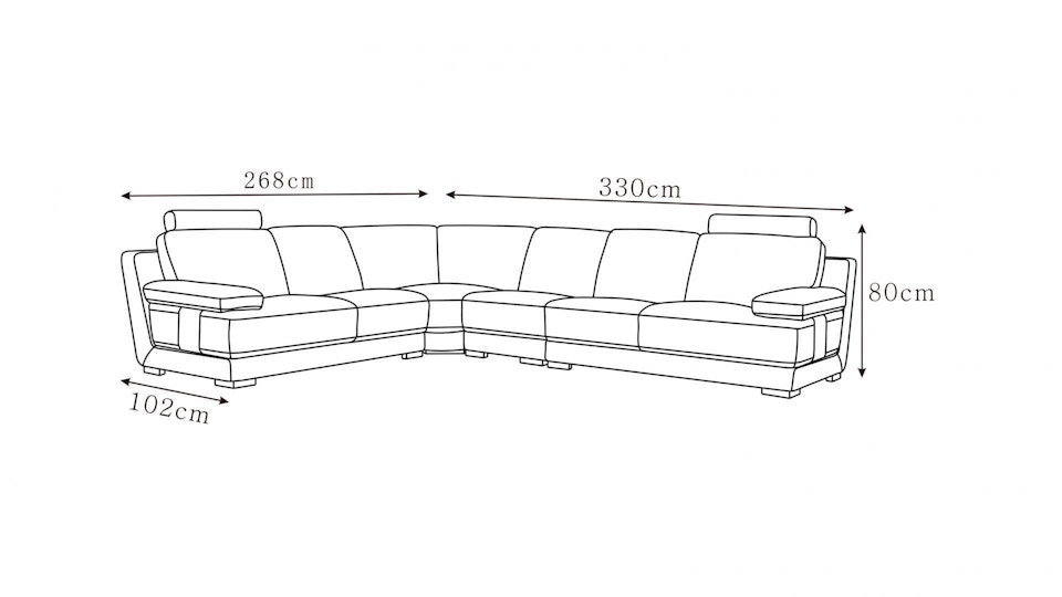Romeo Leather Corner Lounge Option B Diagram