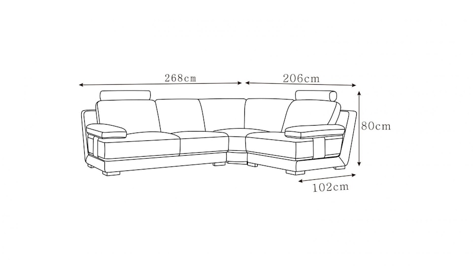 Romeo Leather Corner Lounge Option E Diagram