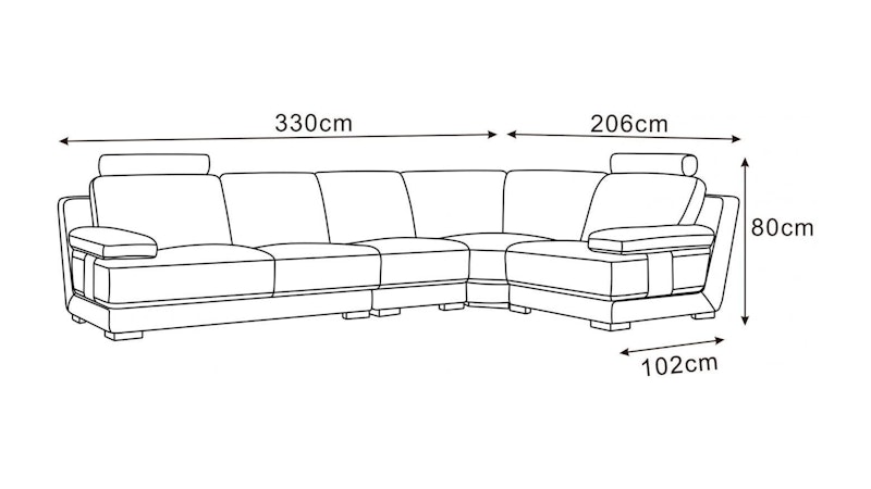 Romeo Leather Corner Lounge Option F Diagram
