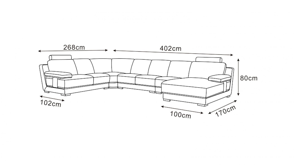 Romeo Leather Modular Lounge Option B Diagram