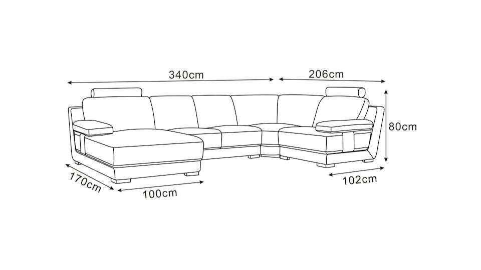 Romeo Leather Modular Lounge Option C Diagram