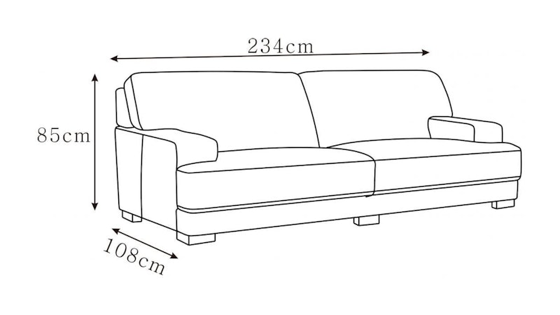 Volante Leather Three Seat Sofa Diagram