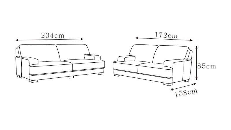 Volante Leather Sofa Suite 3 + 2 Diagram