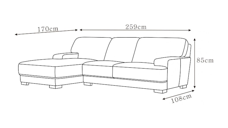 Volante Leather Chaise Lounge Option A Diagram