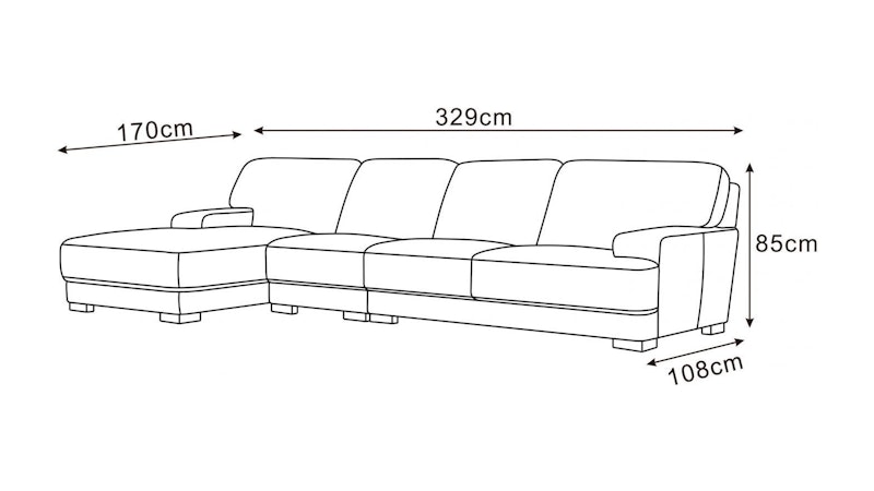 Volante Leather Chaise Lounge Option B Diagram