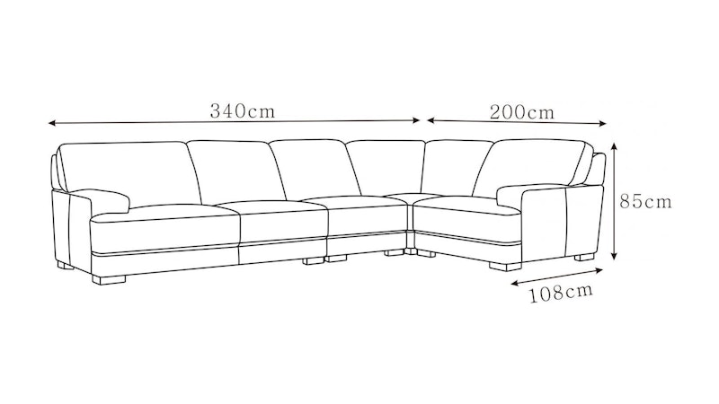 Volante Leather Corner Lounge Option F Diagram