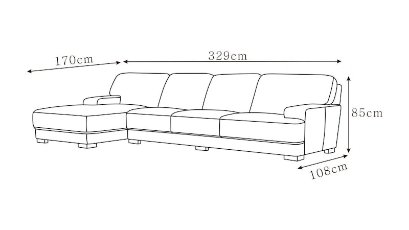 Volante Leather Chaise Lounge Option C Diagram