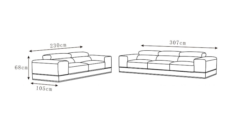Napoleon Leather Sofa Suite 3 + 2 Diagram