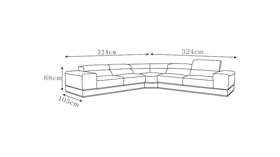 Napoleon Leather Corner Lounge Option A Diagram