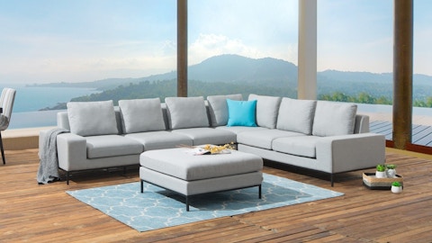 June Outdoor Fabric L Shaped Lounge With Ottoman 10