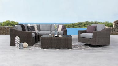 Canyon Outdoor Wicker Corner Lounge With Rocker Chair