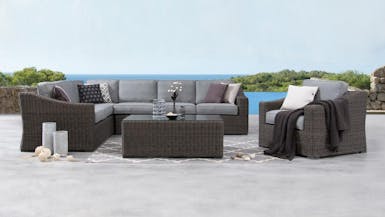 Canyon Outdoor Wicker L Shaped Lounge With Armchair